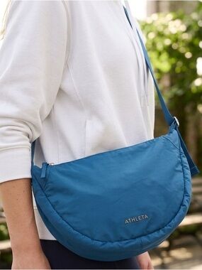 ATHLETA Power Of She Bag Blue Sling Crossbody Crescent Shoulder Purse